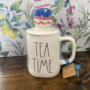 NWT Rae Dunn “Tea Time” Alice in Wonderland Mug w/ Lid